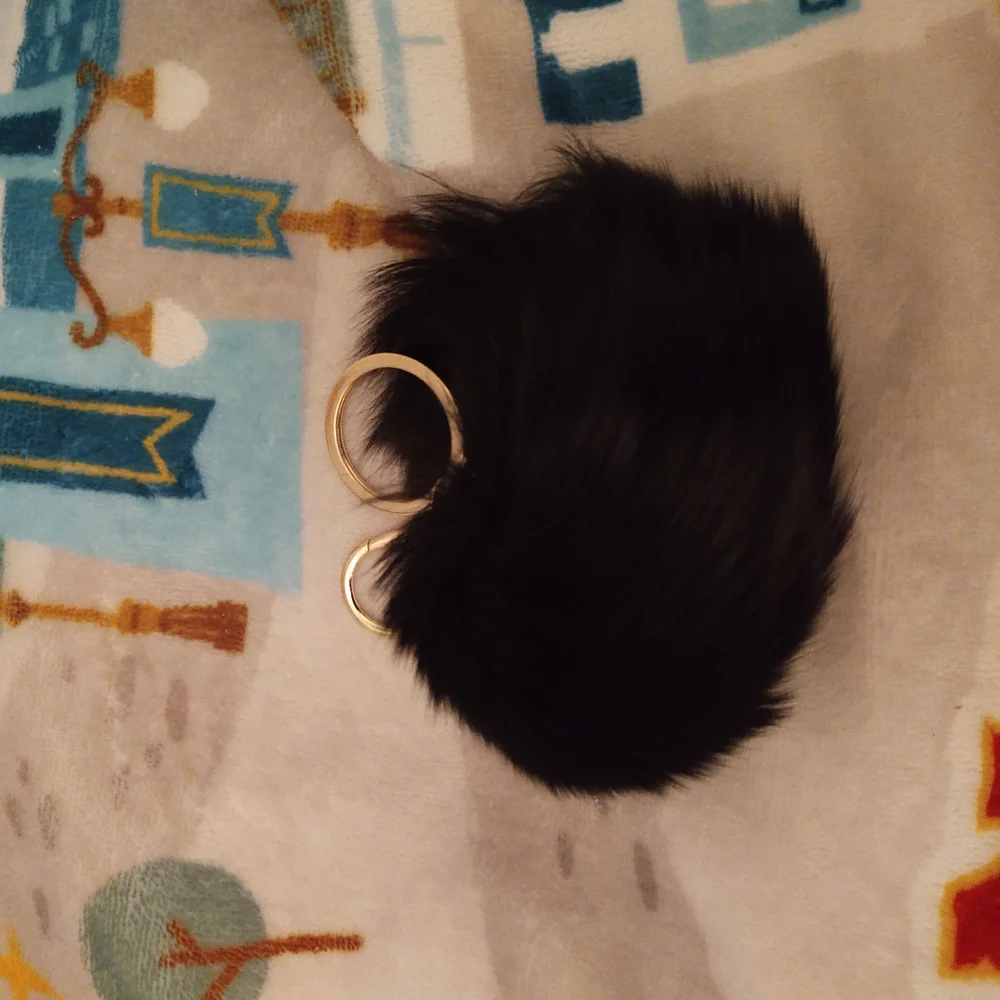 Black Faux Fur Pom-pom Keychain Bag Accessory Brand New